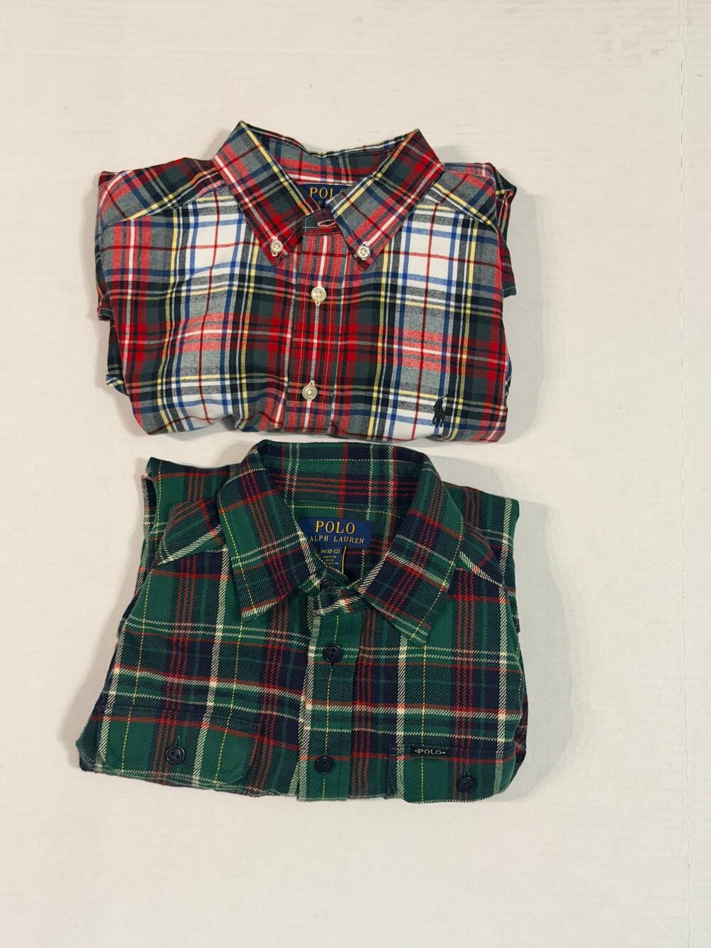 Polo Ralph Lauren Boys Size M (10-12) Plaid Long Sleeve Shirts – Lot of 2